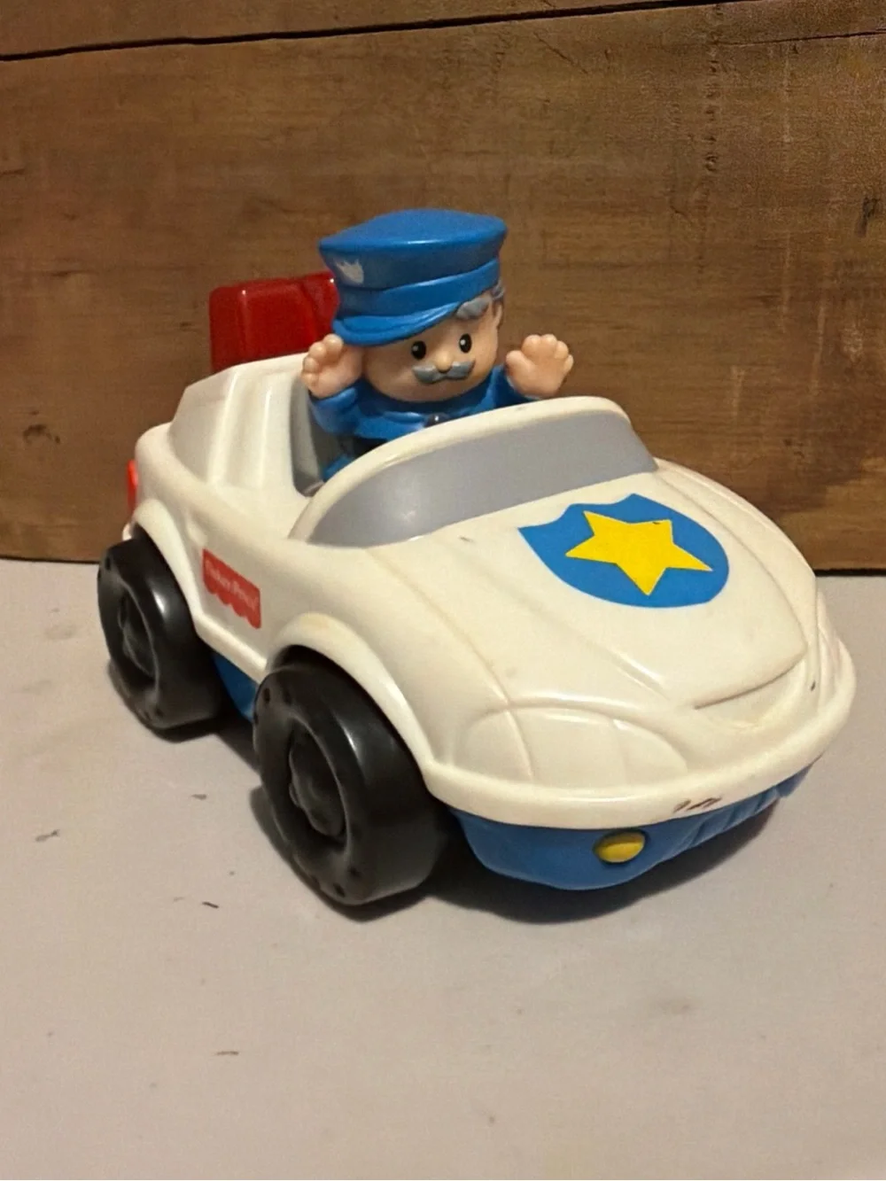 Fisher-Price White and Blue Police Patrol Car with Red Light